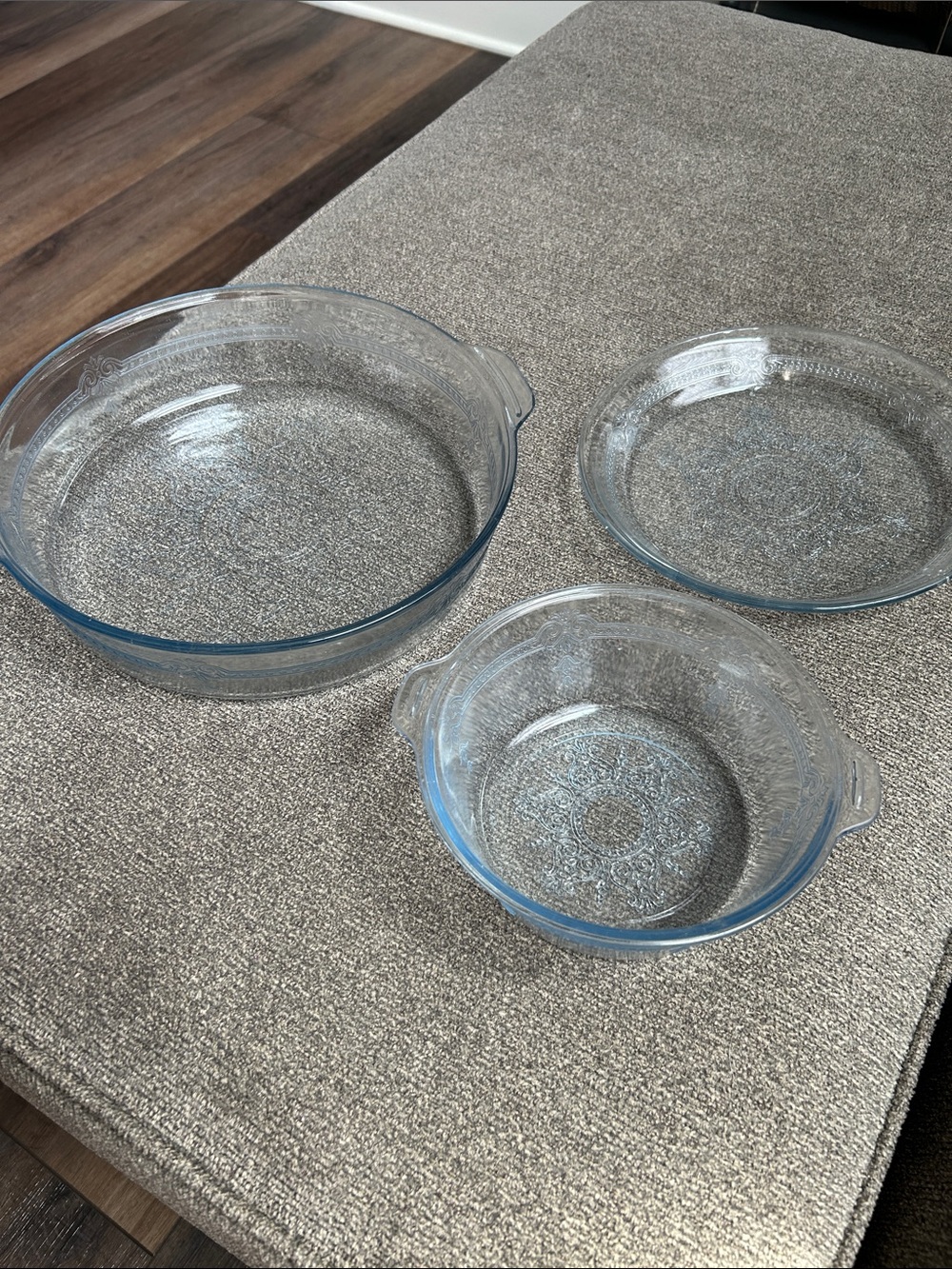 Vintage Blue Fire King Glass Baking Dish Set - 3 Piece